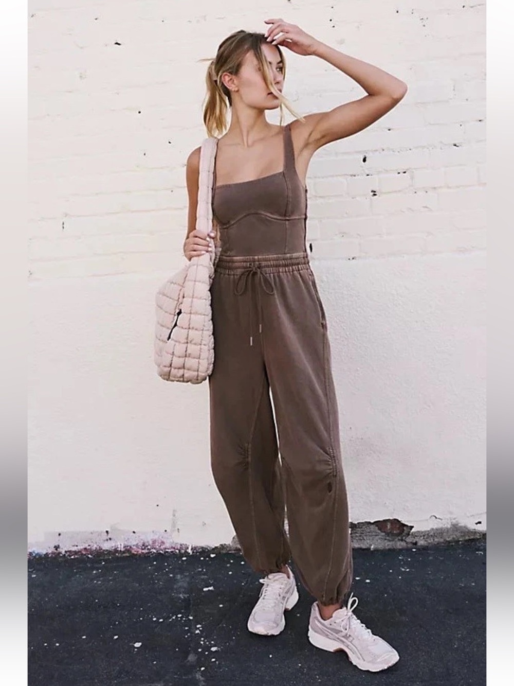 FP Movement Free People Inbound Jumpsuit S Brown Jogger Boho